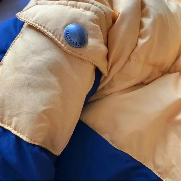 Polo by Ralph Lauren yellow navy down puffer hooded jacket - Picture 2 of 7
